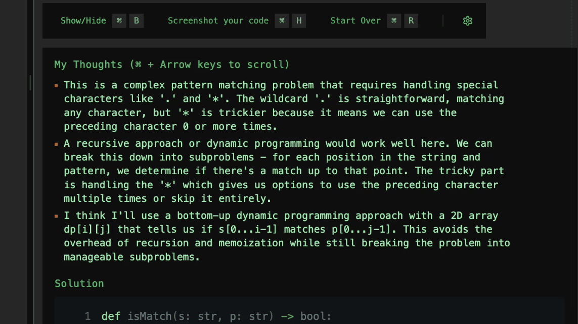 Solution reasoning demonstration
